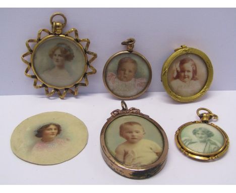 PORTRAIT MINIATURES, collection of 6 various portraits including metal frames 