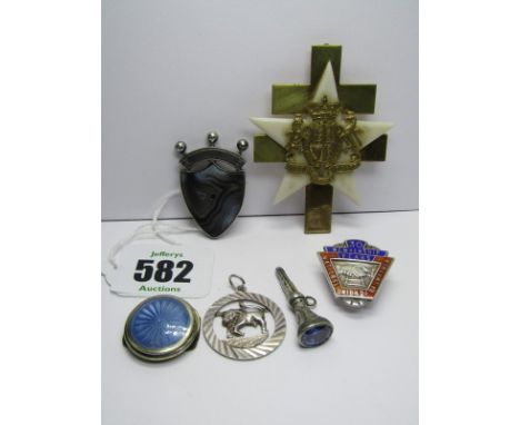 SILVER PENDANTS, BROOCHES &amp; CLIPS, inc Taurus the Bull pendant, silver 30 Years the Membership to the National Union of R