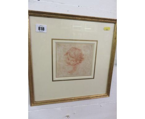 OLD MASTER DRAWING, "Sanguine", 4.5" x 5"