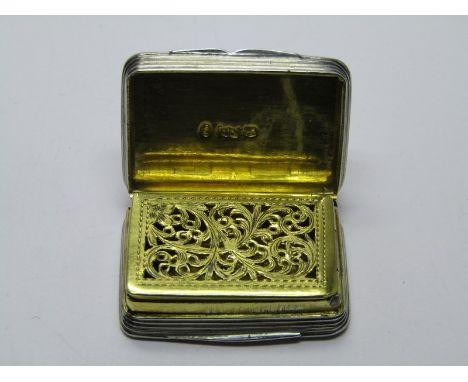 SILVER VINAIGRETTE, engine turned decoration, by Thomas Shore, Birmingham, 1835