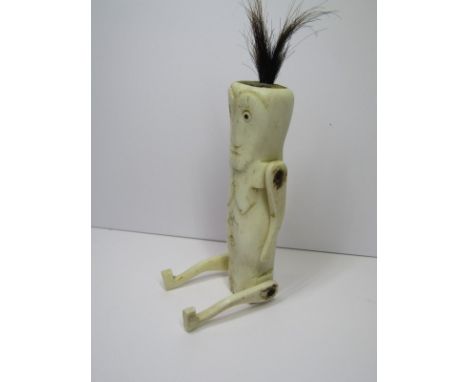 NAPOLEONIC PRISONER OF WAR - STYLE CARVING, a carved bone figure of jointed nude lady, 5.5" height