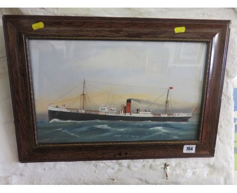 SHIP PORTRAIT, indistinctly signed gouache "Ship Portrait of SS Jersey City of Bideford", 9.5" x 15.5"