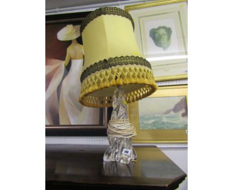 SEVRES GLASS, an art glass tapering writhen base table lamp and shade