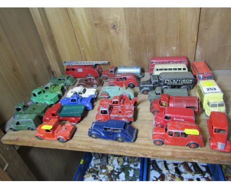 PERIOD DINKY &amp; CORGI TRUCKS, including Dinky Bedford refuse wagon, Dinky fire engine no 555, a Dinky fire wagon, Dinky Tr
