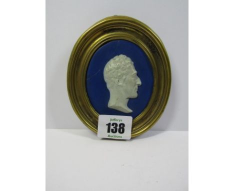 CLASSICAL WEDGWOOD PLAQUE, oval portrait plaque possibly of Wellington, 3.5" 