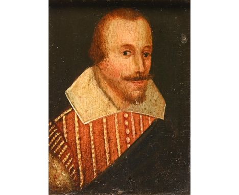 English School - Portrait Miniature of a Man in 17th c dress, oil on panel, 73 x 55mm, giltwood frame  Partly overpainted (lo