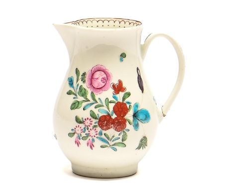 A Worcester sparrow beak jug, c1775, enamelled with a loose bouquet and smaller sprays, 90mm h  Good condition
