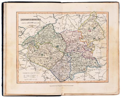 Curtis (J) - A Topographical History of the County of Leicester..., double page map with linen hinge, in contemporary colour,