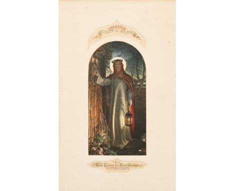 A Victorian chromolithograph of Young Britons, arched top, 44.5 x 40cm, bird's eye maple frame, a Victorian chromolithograph 