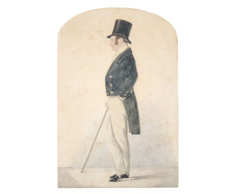 Joshua Dighton (1831-1908) - Portrait of Sir Richard Sutton 2nd Baronet (1798-1855) of Norwood Park, ink and watercolour, arc