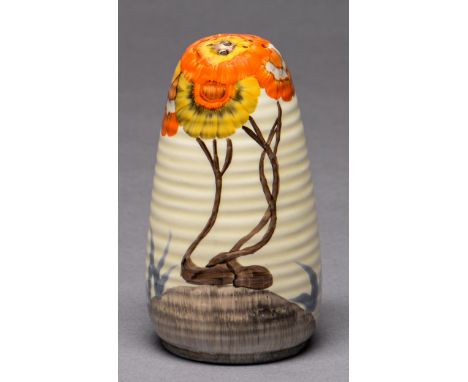 Clarice Cliff. An A J Wilkinson Rhodanthe sugar caster, 1934, 12.5cm h, printed bizarre mark  Good condition