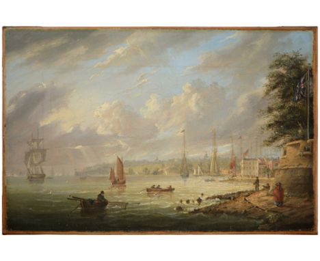 English School, mid 19th c - The Entrance to the Medina, Isle&nbsp;of Wight, oil on canvas, 23.5 x 36cm This pleasant marine 