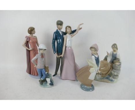Nao - Five unboxed figures / groups, largest approximately 34 cm (h). [W]