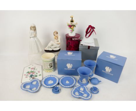 Lot to include Nao figures, Wedgwood Jasperware, Royal Albert, Villeroy & Boch and other. [W]