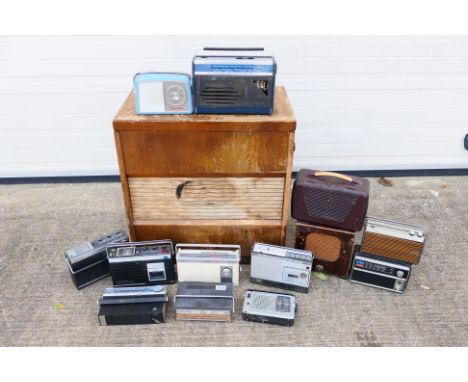 Vintage radios to include a HMV Radiogram, model 1622, a Whiteley Electric Radio Co Ltd Stentorian Baby Cabinet Speaker, Sany