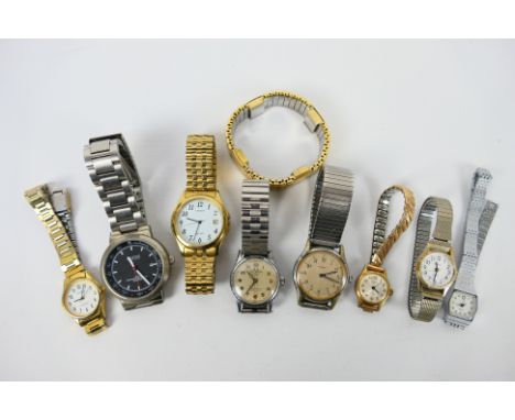 A group of wrist watches to include Roamer, Citizen, Sekonda, Timex and other. [W]