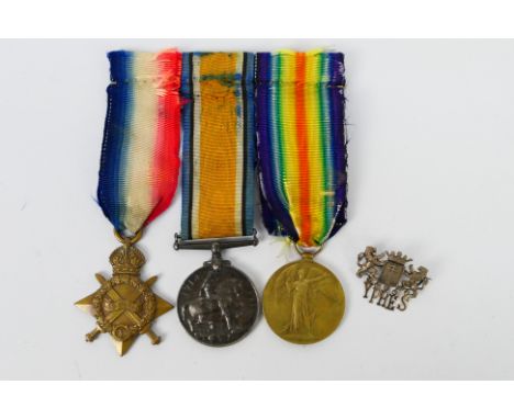 Three: Private J A Shepherd, Cheshire Regiment, 1914-1915 Star, British War and Victory Medals (13388 Pte J. A. Shepherd. Che