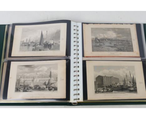 Two folders of 19th century engravings relating to Liverpool, predominantly architectural. [2]. [W].
