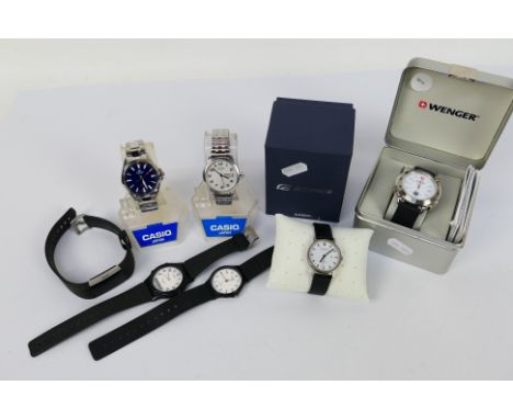 A collection of watches to include Wenger, Casio, Rotary and other, part boxed. [W]Condition Report: The Wenger watch has the
