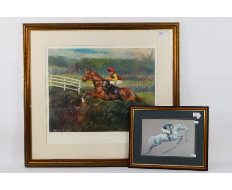 Horse Racing Interest - A limited edition print after Claire Eva Burton depicting Mr Frisk 1990 Grand National winner, signed