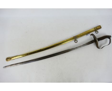 An Austrian 1861 pattern infantry officers sword, maker's mark for Josef Zimbler Wien to the ricasso, 77 cm (l) blade and 91 