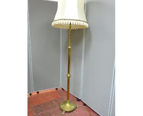 Circa 1900 adjustable brass standard lamp with shade E/T