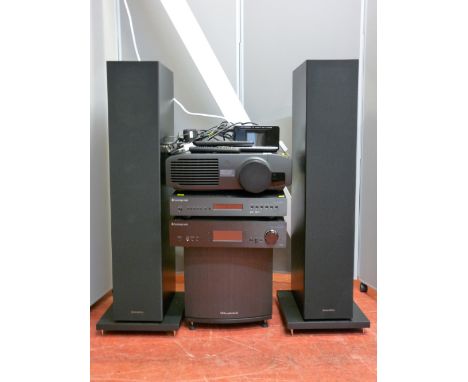 A Panasonic PT-AT5000 3D projector and screen, a Cocktail audio device, Cambridge and Wharfedale separates and Bower &amp; Wi