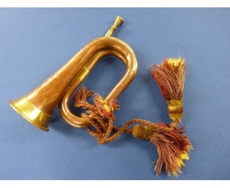 Copper and brass Army bugle by Henry Potter &amp; Co, Charing Cross Road, London, dated 1909