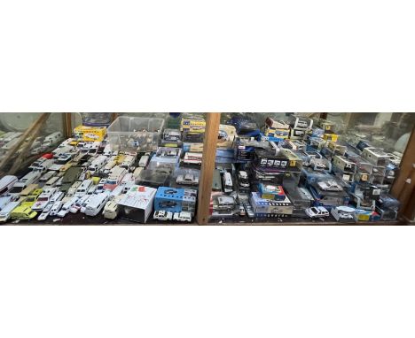 A large collection of boxed and unboxed model cars, vans etc including Hornby Maisto, Corgi, Scuco, Vanguards, etc and a coll