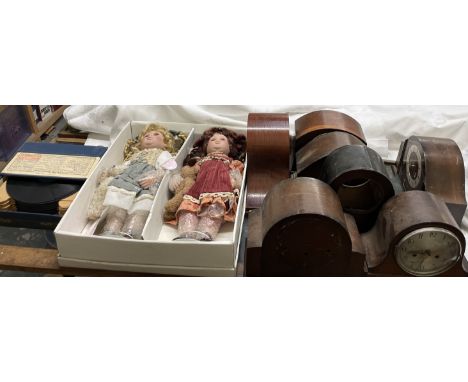 Leonardo Collection Dolls together with Mantle clock cases, records etc 