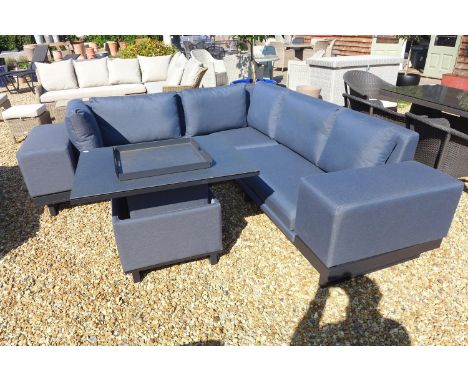 A Bramblecrest Jasmine Square modular 3 seat sofa with removable arm and an adjustable table 