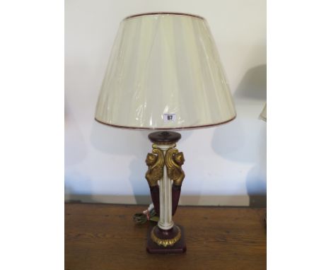 A new decorative figural table lamp with shade, 79cm H, working order 