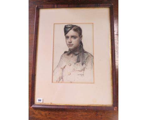 James Paterson portrait label verso Esme Percy Actors Rifler - signed and dated 1916 - 36cm x 24cm - frame size 62cm x 48cm 