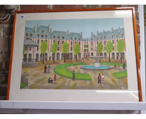 A limited edition lithograph of - Place des Vosges - by Fauch - signed and numbered 200 of 200, frame size 62cm x 81cm 