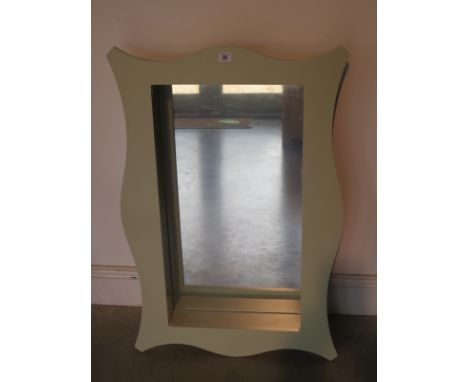 A Ferndale illuminated mirror with shelf, in sage green, approximately 90cm x 60cm x 14cm, in as new condition 