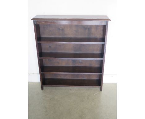 A circa 1920's oak open bookcase - 101cm H x 90cm x 21cm -  in clean restored condition 