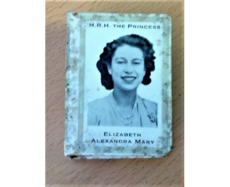 Vintage Ceramic matchbox protector very rare featuring HRH The Princess Elizabeth Alexandra Mary and Lieutenant Philip Mountb