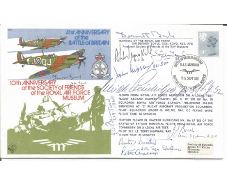 Battle of Britain Pilots multiple signed cover. 41st Anniv Battle of Britain Signed MRAF D Boyle Plus 9 Battle of Britain Pil