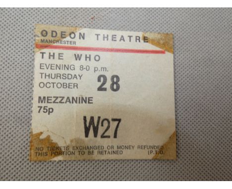 Collection of 18 theatre ticket stubs to include The Who, Deep purple, Status quo &amp; others