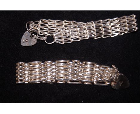 2x Silver gate bracelets