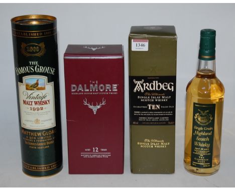 The Famous Grouse 1992 Vintage Malt Whisky, 70cl, 40%, one bottle in carton; The Dalmore aged 12 years Single Malt, 70cl, 40%