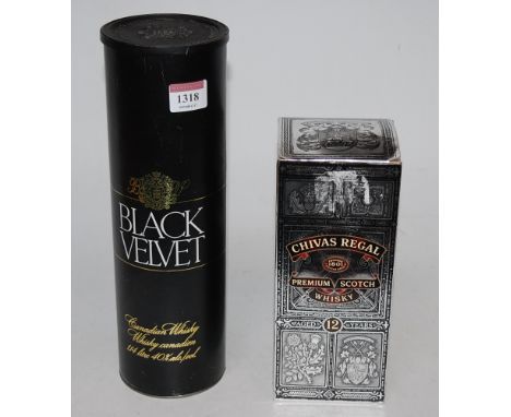 Black Velvet Canadian Whisky, 114cl, 40%, one bottle in carton; and Chivas Regal aged 12 years Scotch Whisky, 70cl, 40%, one 