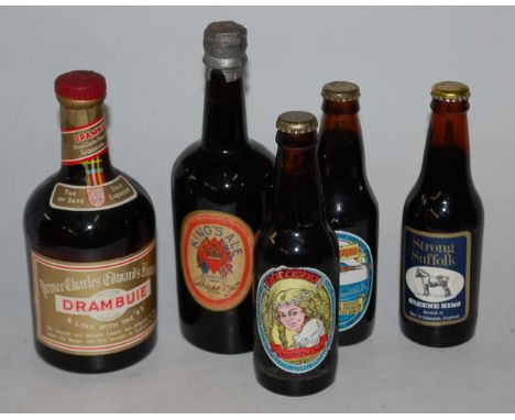 Drambuie Liqueur, one bottle; and four bottles of vintage ales (5)