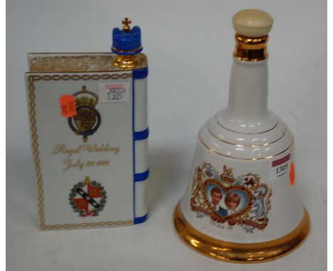 Bell's Scotch Whisky in commemorative Royal Wedding porcelain decanter, 1981; and Camus Cognac in commemorative Limoges porce