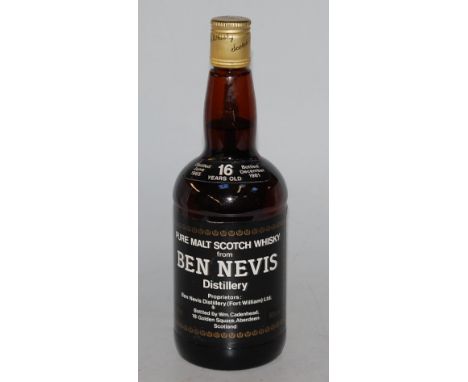 Ben Nevis Distillery 16 year old Pure Malt Scotch Whisky, distilled 1965, bottled 1981, 75cl, 46%, one bottle 