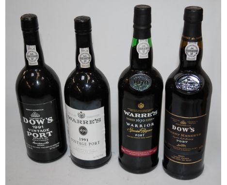 Dow's Vintage Port, 1991, one bottle; Warre's Vintage Port, 1991, one bottle; Warre's Warrior Special Reserve Port, one bottl