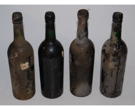 Graham's Vintage Port, 1966, one bottle (no label); Quinta do Nova Vintage Port, 1970, one bottle (no label); and two other u
