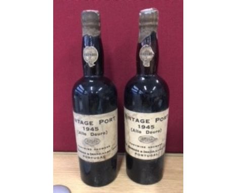 Alto Douro Vintage Port, 1945. two bottles, upper shoulder, labels good 