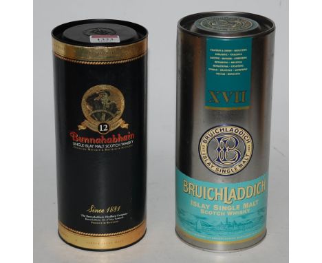 Bunnahabhain Single Islay Malt Scotch Whisky aged 12 years, 70cl, 40%, one bottle in carton; and Bruichladdich XVII Islay Sin