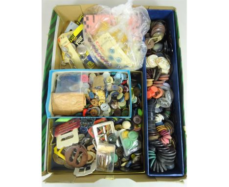 Various Vintage buttons and buckles in one box   Condition Report   Click here for further images, condition, auction times &